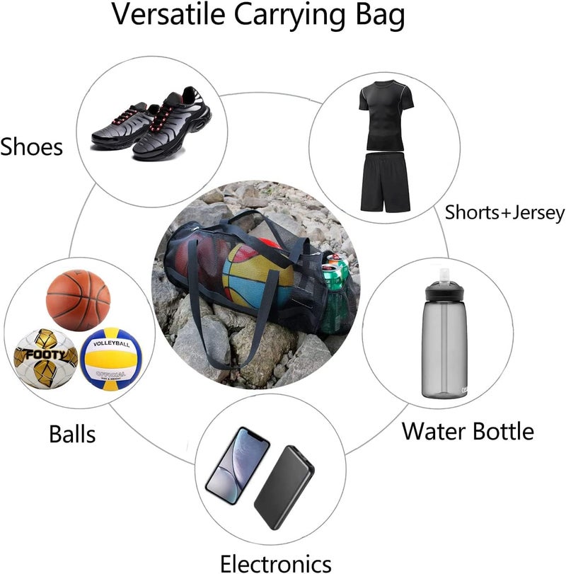 Yocoolfun Large Basket Ball Duffel Bag,Mesh Basketball Bag,Mesh Sports Equipment Bag with Shoulder Strap for Holding Basketball,Volleyball,Soccer,Swimming Gear - Image 5